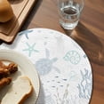 thumbnail image 3 of Coastal Round 13 Inch Placemats Set of 6, Turquoise Blue Turtle Starfish Coral Jellyfish HeatResistant Non Slip Place Mats for Dining Table, Wipeable Braided Kitchen Table Mats for Housewarming, 3 of 9