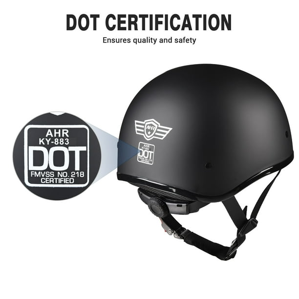 AHR Half Face Motorcycle Helmet DOT Approved Bike Chopper