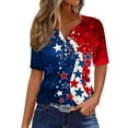 thumbnail image 2 of Weiqiqre Womens Spring Tops Plus Size USA Flag V-Neck T-Shirt Women Distressed American Flag Graphic Tees Short Sleeve 4th of July Patriotic Tops, 2 of 5