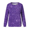 thumbnail image 4 of Elvqul Tshirts for Women Long Sleeve Purple Comfortable Tops Casual Pullover Crew Neck Blouses Sequin Print Plus Size Tshirts, 4 of 5