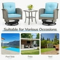 thumbnail image 6 of Enyopro Heavy Duty Patio Furniture Set - 3 Piece PE Rattan Conversation Set w/ 360° Swivel Rocking Chairs and Dual-Layer Glass Table, 360LBS Weight Capacity for Small Balcony, Light Gray, 6 of 7