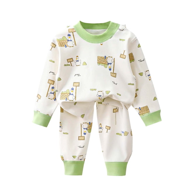 Odeerbi 6M-10Y Pijamas de Algodón de Verano Para Niños Con Mangas Largas Y Pantalones Con Estampados Suaves Pijamas de Dos Piezas