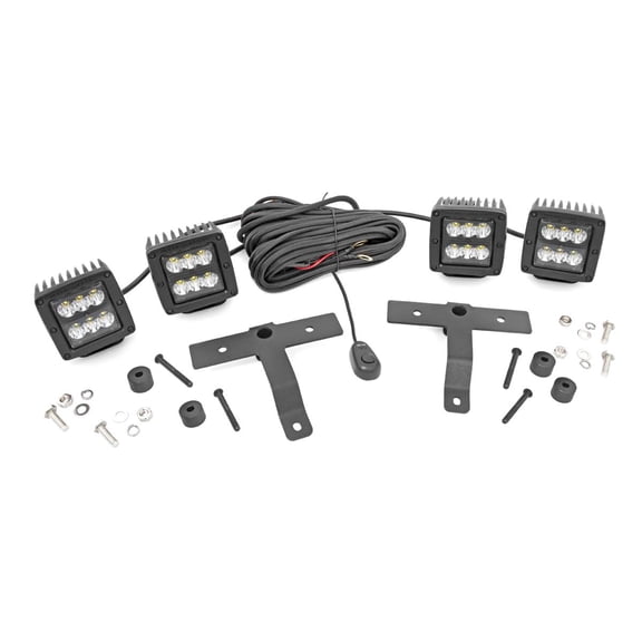Rough Country Quad Black Series LED Light Pod Kit for 18-23 Jeep JL /JT - 70823 Fits select: 2018-2019 JEEP WRANGLER UNLIMITED, 2020 JEEP WRANGLER