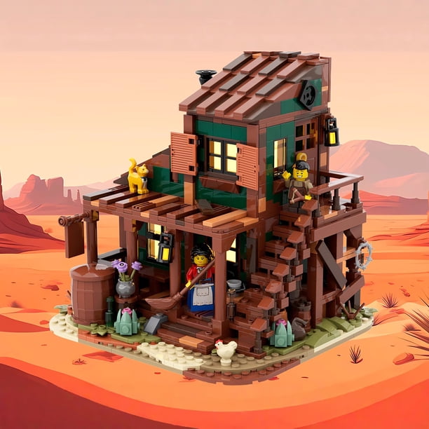 1116 Pcs MOC Building Blocks Old West Building Assembled Creative Fun House World Series Gift (Not Include People), for Adults Gift for Valentine's Day