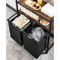 thumbnail image 4 of Cesto para Ropa Sucia, Cesta Colada con 2 Bolsas Extraíbles, 46 L por Bolsa, 2 Estantes, Baño, Lavandería, Marrón Rústico y Negro, 4 of 9