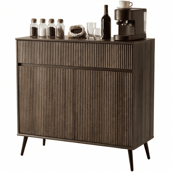 Buffet Cabinet with Storage, Sideboard Cabinet with Drawer Adjustable Shelf, Fluted Wave Cabinet for Dining Room, Kitchen