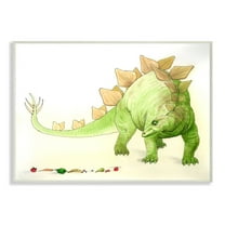 The Kids Room by Stupell Dinosaur And Fruit Green Yellow Kids Nursery Painting Wall Plaque by The Saturday Evening Post
