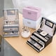 thumbnail image 2 of Naiovety Caja blanca organizadora de joyas para niñas con 3 capas de almacenamiento y cajas de joyería grandes con cerradura para mujeres Almacenamiento y organización del hogar do, 2 of 6