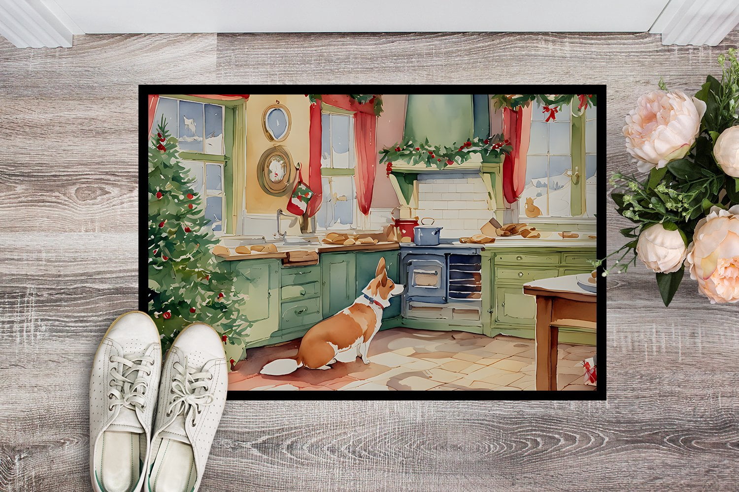 Carolines Treasures DAC3771MAT 18 x 27 in. Unisex Corgi Christmas Cookies Doormat