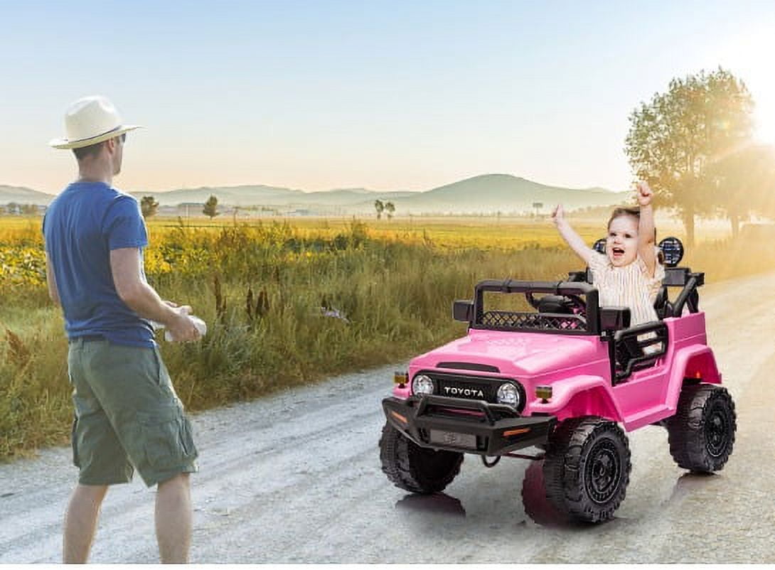 EastVita 12V Ride on Truck Car [Licensed Toyota] Ride on Car with Remote Spring Suspension,Control, Ride on Toys with EVA Tires, USB, Music, LED Lights,Ride on Toy for Kids 3 Age +