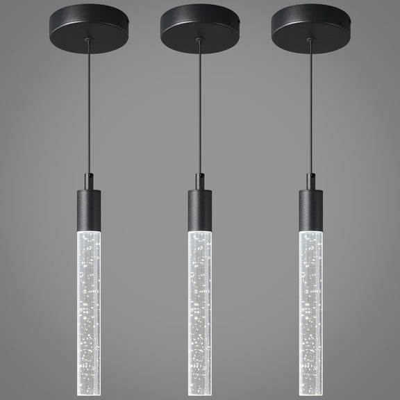 ZHLWIN Modern Kitchen Island Pendant Light Dimmable LED Black Mini Pendant Lighting Bedroom Bedside Table Small Pendant Lights, 3-Pack