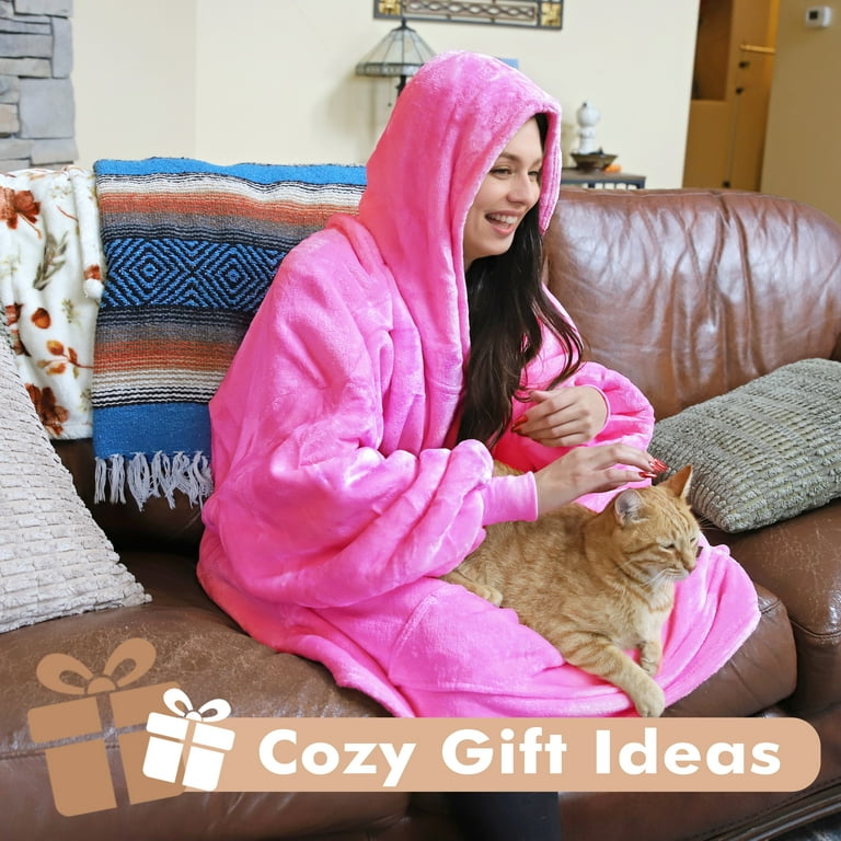 Tirrinia Oversized Blanket Hoodie, Wearable Fluffy Sherpa Blanket
