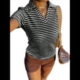 thumbnail image 3 of Camiseta de Corta con Cuello en V para Mujer, Sin Mangas, con Cuello A Rayas, Prendas Casuales de Moda 2025. Negro S, 3 of 9