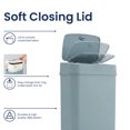 thumbnail image 4 of Nine Stars Motion Sensor Automatic Bathroom Trash Can, 3 Gallon Plastic, Motion Sensor Soft Close Lid Garbage Bin, Blue Cameo, 4 of 7