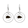 thumbnail image 1 of Black Hedgehog Animal Portrayal Earrings Dangle Hoop Jewelry Drop Circle, 1 of 3