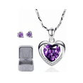 thumbnail image 1 of Collar Dije Corazón 925plata Cristal Mujer Arete Caja Kit Xtellar morado, 1 of 3