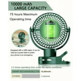 thumbnail image 5 of Clip Fan Rechargeable, 10000mAh Personal Fans Small Quiet with Remote, Portable USB Table Fan with 4 Speeds for Office Bedroom Desk (Green), 5 of 7