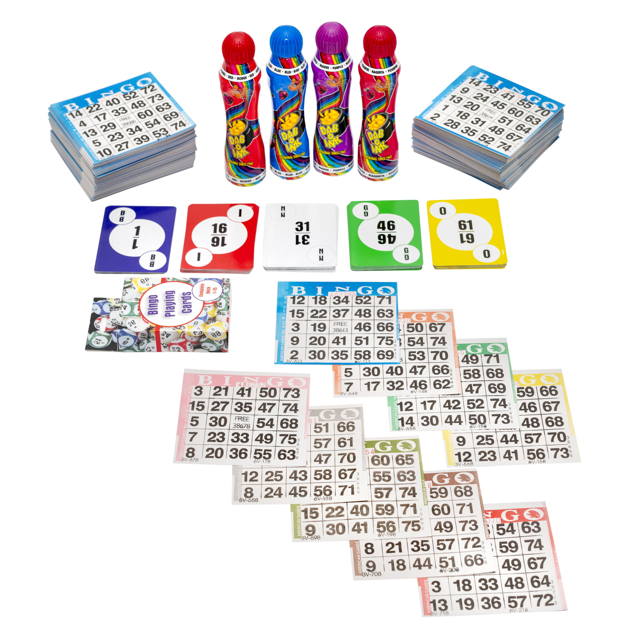 100 Pack Reusable Multicolor Bingo Cards Game Nights Parties 25 ea of 4 Colors 