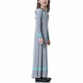 thumbnail image 6 of Huvoen Kids Girls Muslim Islamic Long Dress Long Sleeves Round Neck Colorblock Dress Soft Full Length Robe Burka Arab Maxi Dresses Gray 15-16 Years, 6 of 6