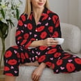 thumbnail image 6 of Balery lips and hearts Pattern Pajama Sets for Women Long Sleeve 2 Piece Sleepwear Loungewear Sets Soft PJ's with Pockets Long Sleeve Comfy Pj Sets-XX-Large, 6 of 7