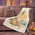 thumbnail image 6 of Surfboards with Palm Tree and Plumeria, Sunny Beach Style for Surf Lovers, Golden Sunset Wave Scene and Birthday Gift, Soft Flannel Blanket for Sofa and Sunroom, Coastal Home Decor, 6 of 9