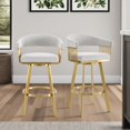 thumbnail image 3 of Chelsea 26" Swivel Counter Stool with Gold Brushed Stainless Steel and Silver Fabric, 3 of 12