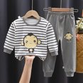 thumbnail image 2 of TOWED22 Toddler Baby Girl Outfits Clothing Long Sleeve Round Neck Top + Elastic Waist Joggers 2 Piece Set for School(Grey,18-24 M), 2 of 4