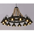 thumbnail image 4 of 12 Lights Hemp Rope Chandelier Ceiling Light Rustic Wheel Large Pendant Light Fixture New, 4 of 13