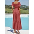 thumbnail image 2 of Vestido Maxi PRETTYGARDEN con Escote Cuadrado y Mangas Abullonadas Rosa Talla L, 2 of 8
