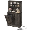 thumbnail image 4 of Dextrus Kitchen Pantry Cabinet with Doors & Shelves, Pantry with Tilt Out Storage Cabinet for 13-gal Trash Bin, Rustic Brown, 4 of 8