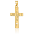 thumbnail image 5 of 14K Solid Yellow Gold Jesus Christ Latin Mexican Holy Cross Necklace Religious Chain Pendant Charm, 5 of 11