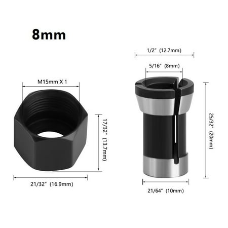 

BAMILL M15 Screw Nut Electric Router Milling Cutter 6/6.35/8mm Collet Chuck Accessories