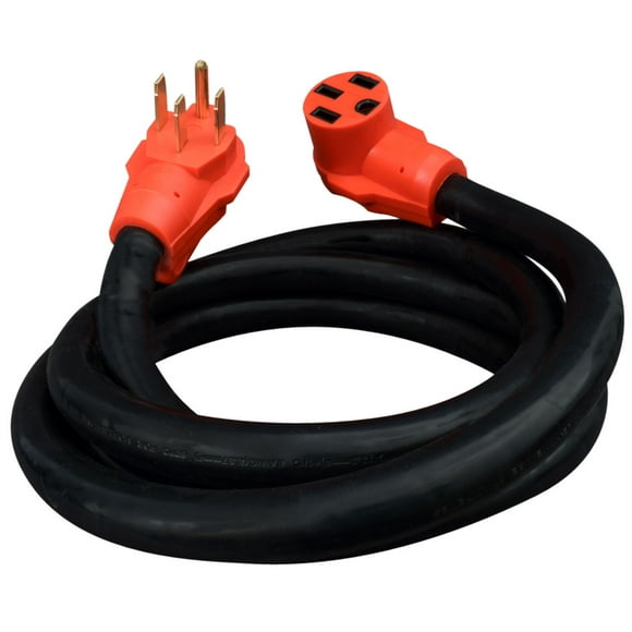 Valterra Rallonge A10-5010EH Mighty Cord; Rallonge 125/250 Volts; 4 Broches; 50 Ampères; Quatre Fils de Calibre 6 à 8; Longueur de 10 Pieds; Noir; avec Poignée à Prise pour Doigt à l'Extrémité Masculine