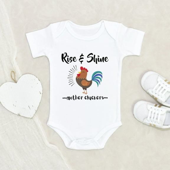 Funny Animals Baby Clothes - Rises and Shines Mom Cluckers Clothes - Rooster Baby Clothes - Farms Themed Clothes