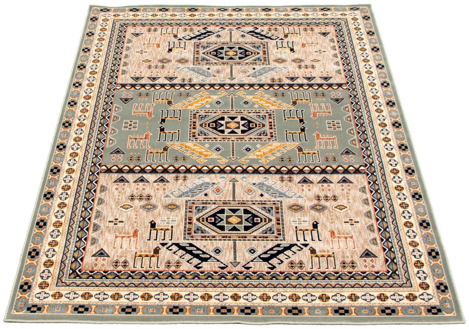 ECARPET Qashqai Teal Rug
