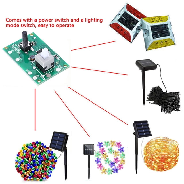 Controlador 2 PPCS Lámpara Solar Cadena Circuito del Módulo de Circuito Con 8 Tipos de Modo de Luz y Interruptor 1.2V