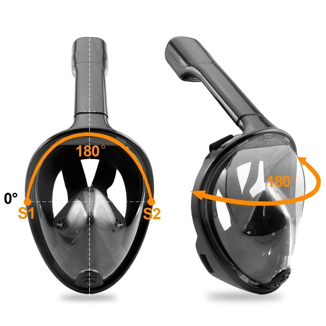 Full Face Snorkel Mask, EpicGadget(TM) 180° GoPro Compatible Snorkel Mask with anti-leak anti-fog snorkeling Design For... by