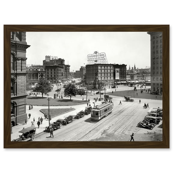 Vintage Detroit America Michigan Broadway Street USA Photo Artwork Framed Wall Art Print A4