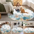 thumbnail image 5 of Teal Blue Coastal Round Area Rug 3Ft Washable Small Circle Rugs for Kitchen Entryway, Summer Beach Starfish Shell Coral Nautical Non-Slip Carpet Floor Mats Indoor Outdoor Carpet Runner Home Decor, 5 of 8
