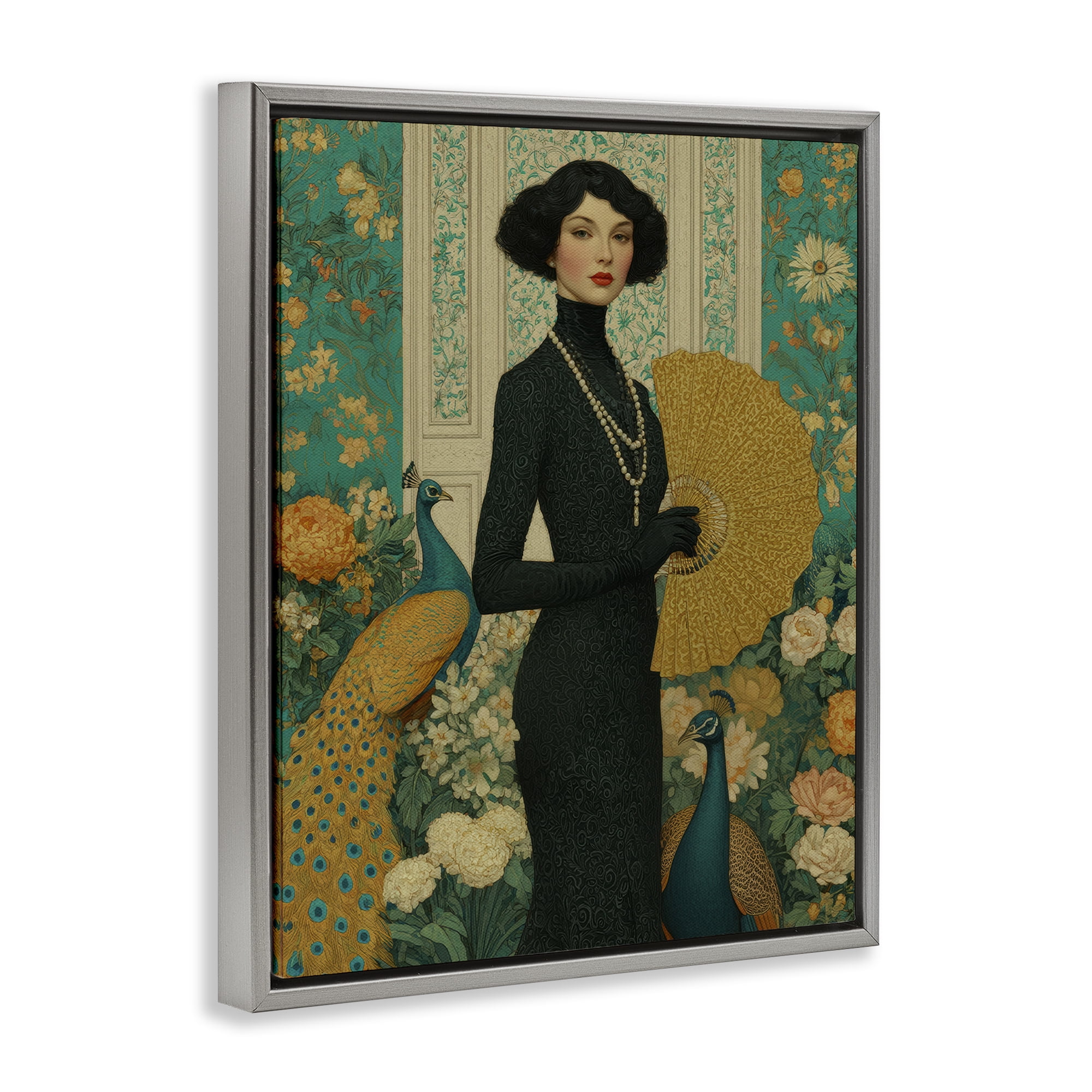 Stupell Industries Floral Velvet Reign Gray Framed Floater Canvas Wall Art, design by A Barefoot Stylist