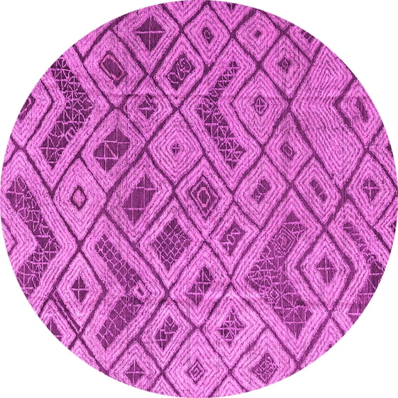 Ahgly Company Indoor Round Abstract Pink Modern Area Rugs, 7' Round