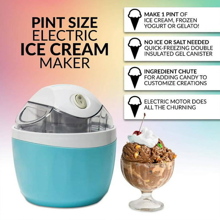 Rise By Dash Personal Electric Ice Cream Maker Machine, 1 Pint, Blue- NEW!