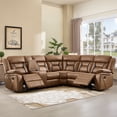 thumbnail image 2 of Bonzy Home 5‑Seat Reclining Chair Sofa with Center Console, Hidden Storage & Cup Holders Couch for Living Room & Meeting Room, 2 of 9