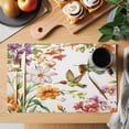 thumbnail image 2 of Placemat Set of 6 Watercolors Bird Flowers Placemats for Dining Table Orange Floral Leaf Washable Table Mats for Kitchen and Party Decor Indoor & Outdoor Use, 2 of 8