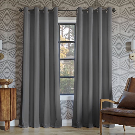 Sun Zero Oslo 2-pack Theater Grade Extreme 100% Blackout Grommet Curtain Panel Pair, 52"W x 108"L, Gray