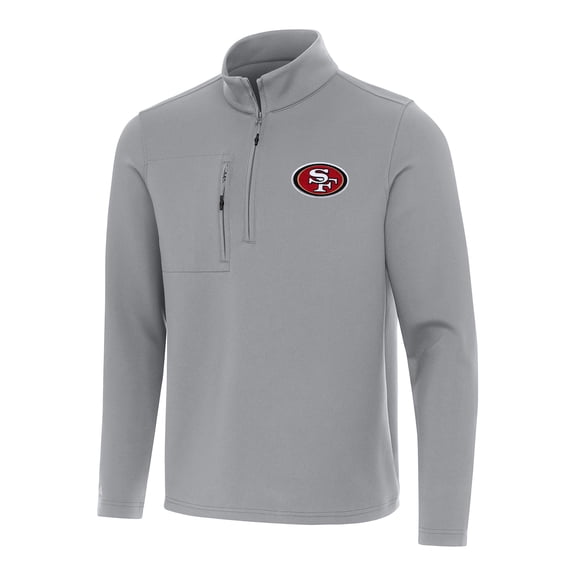 Men's Antigua Gray San Francisco 49ers Insider Quarter-Zip Pullover Top