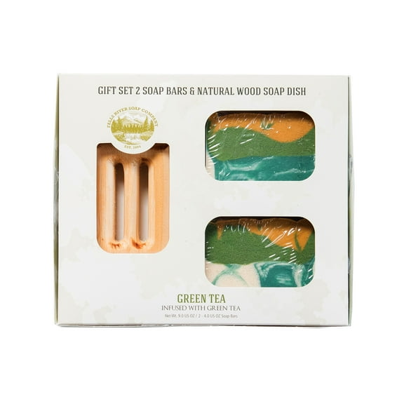 Green Tea Soap (GIFT SET) - Handmade Soap Bar with Essential Oils and fresh brewed green tea - Organic and All-Natural – by Falls River Soap Company