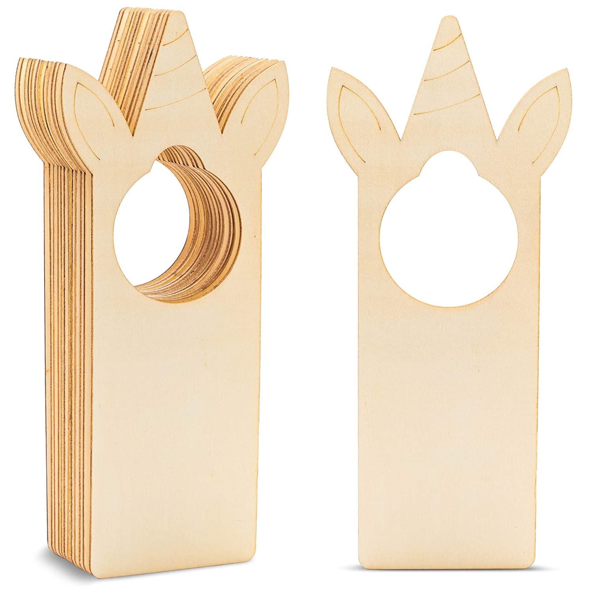 Bright Creations 12Pack Blank Wooden Unicorn Door Knob Hanger Doorknob Signs for DIY Home