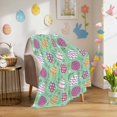 thumbnail image 3 of Throw Blanket Fleece Throw Blanket 50x80in, Easter Eggs Colorful Floral Soft Lightweight Bed Blankets Retro Spring Green Back Fuzzy Couch Blankets for All Season, 3 of 9