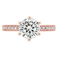 thumbnail image 3 of 1.71 ct Round Cut Genuine Cultured Diamond VS1-VS2 I-J 18K Rose Gold Promise Wedding Statement Engagement Designer Ring W/ Crystal side stones size 7, 3 of 7